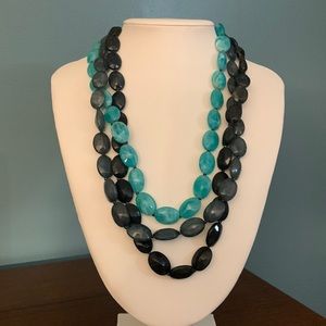 Vintage Costume Necklace, Shades of Turquoise, Length as Seen in Picture